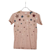 グッチ スタープリント Vネック 半袖Tシャツ サイズ:8 ピンク系 マルチカラー コットン キッズ GUCCI 【中古】